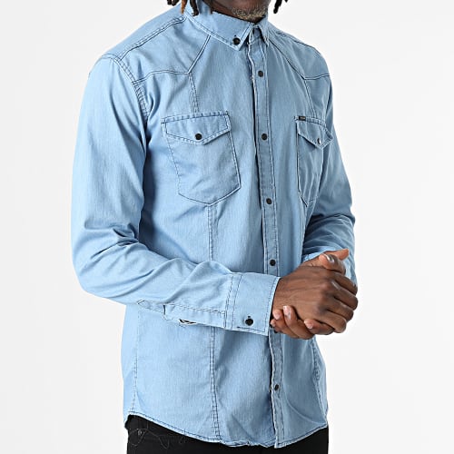 Chemise Jean Manches Longues W-324 Bleu Denim Clair