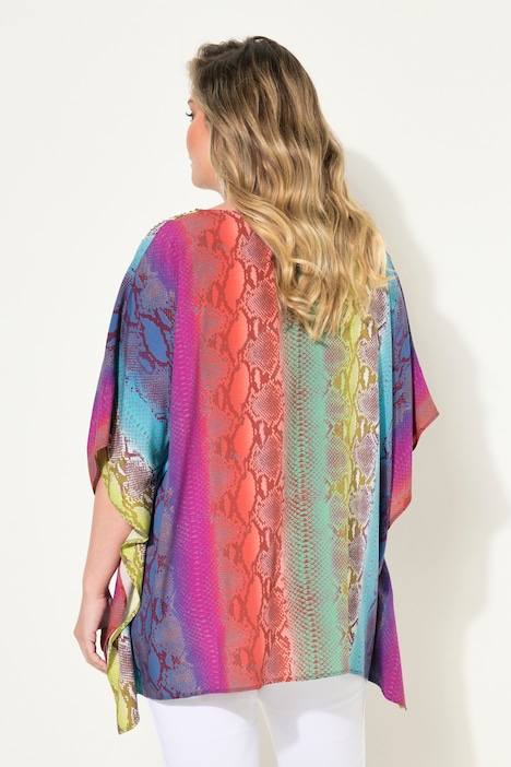 Blusen-Poncho, oversized, Schlangen-Druck