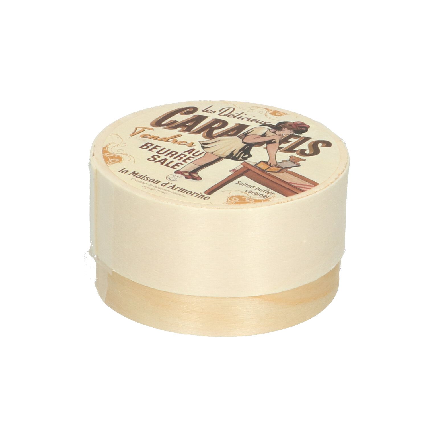 Karamelsnoepjes in een houten doosje, 50 gram