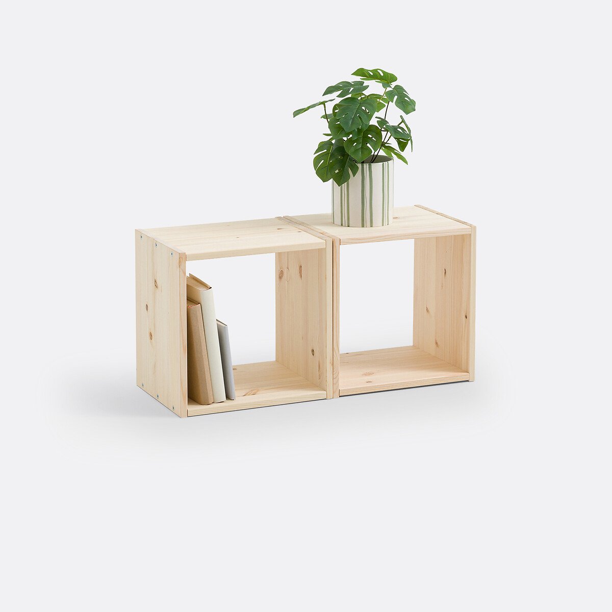LA REDOUTE INTERIEURS<br>Cubos de arrumação, conjunto de 2 em pinho maciço natural, Edgar