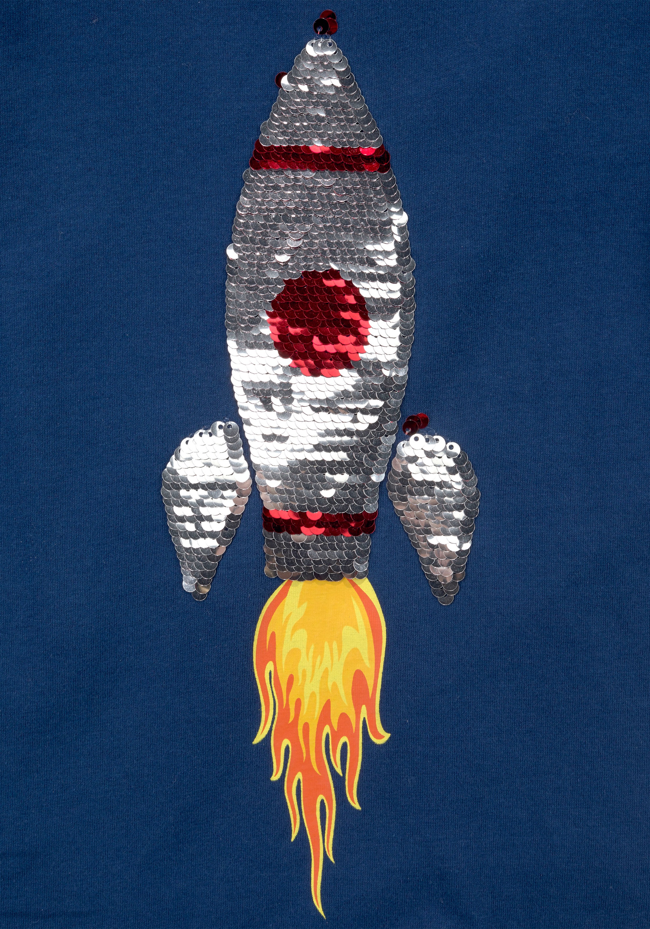 KIDSWORLD Langarmshirt »Rakete aus Wendepailletten«, langärmelige,  Basic-Passform,  aus Jerseystoff,  aus  Baumwolle