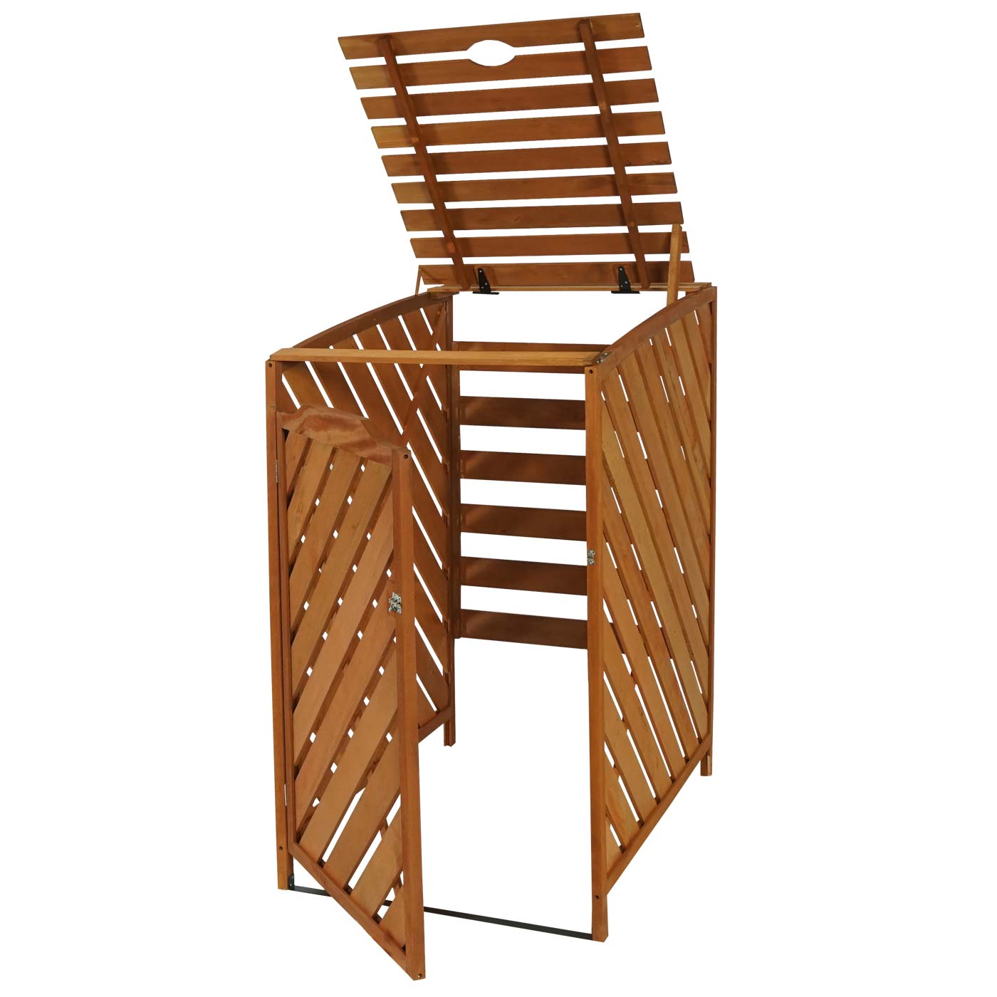 XL 1er-/2er-Mülltonnenverkleidung Erweiterung MCW-J44, Mülltonnenbox, 120x68x98cm Holz MVG-zertifiziert ~ braun