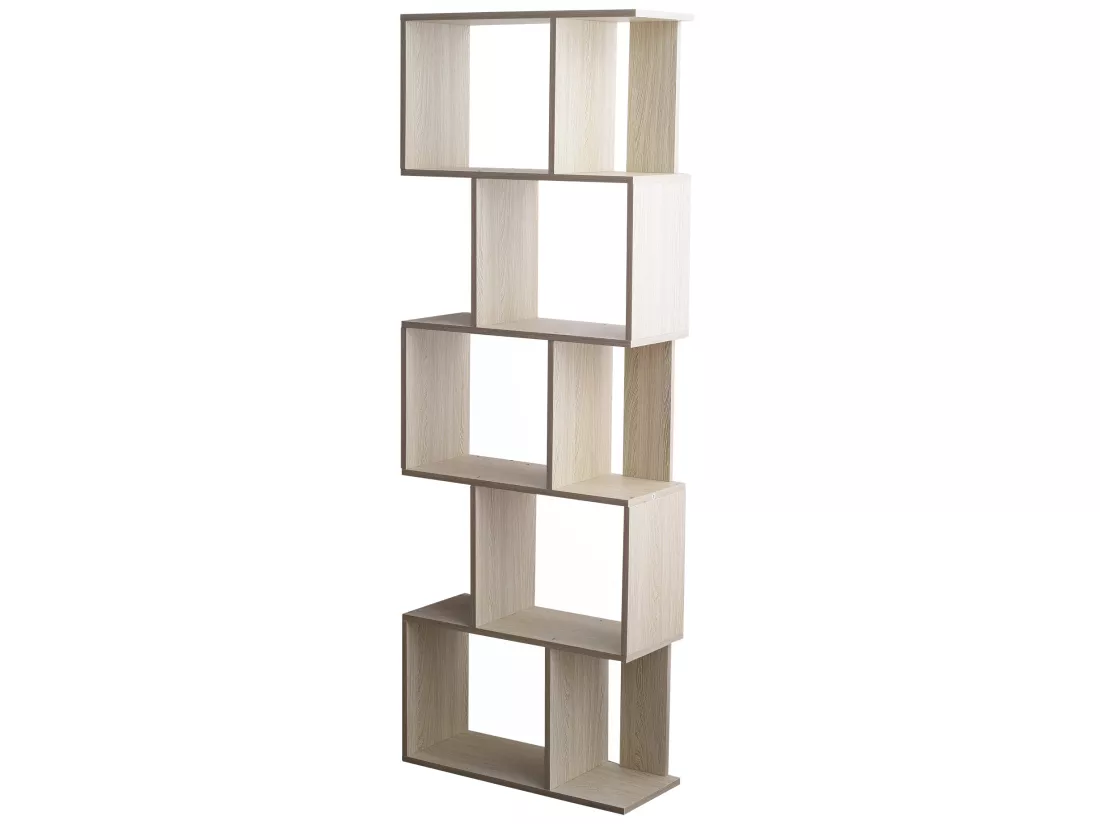 Bibliotheque 5 Etageres Sapin Blanchi Mdf Bureau 169x60x24