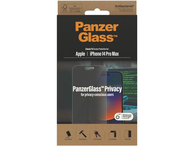 Panzerglass Displayschutz Classic Fit Privacy iPhone 14 Pro Display-Schutzfolie für das Apple iPhone 14 Pro Max