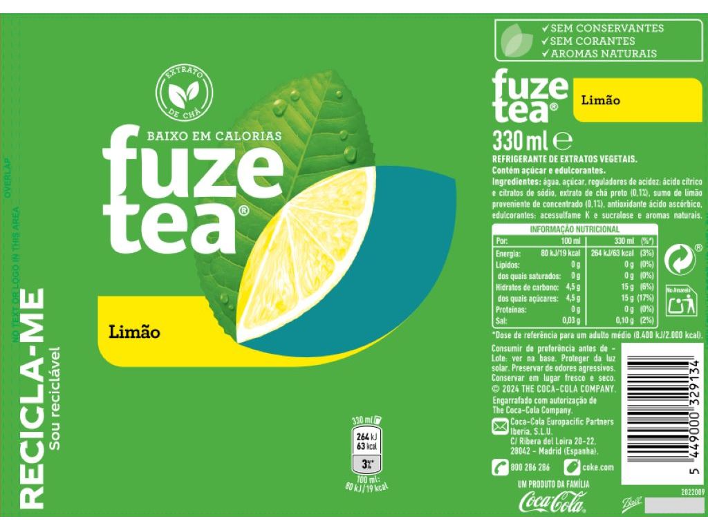 ICE TEA FUZE TEA LIMÃO LATA 6X0.33L