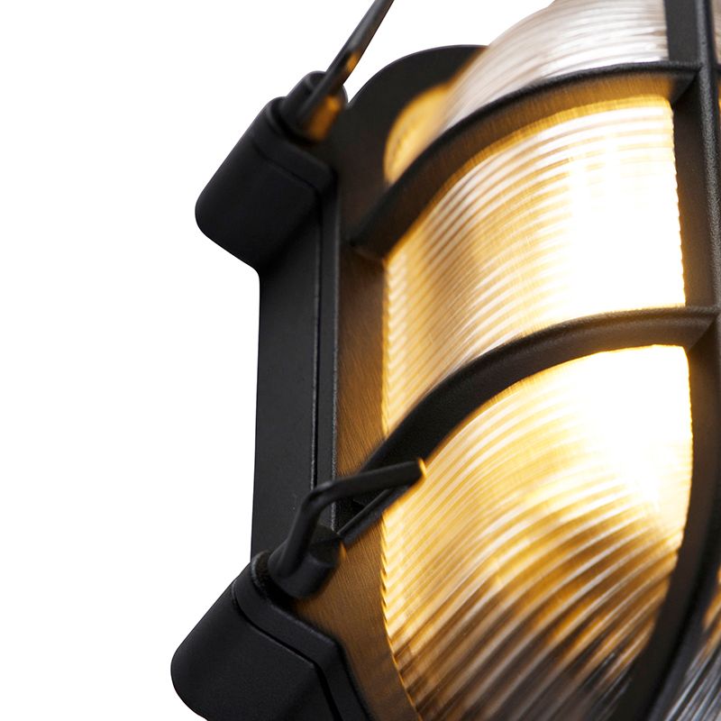 Industriële wand- en plafondlamp zwart ovaal IP44 - Noutica