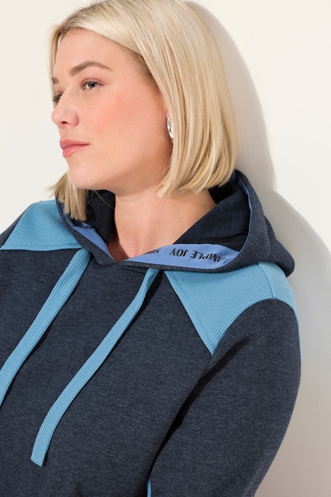 Hoodie, Waffelpikee, A-Linie, Kapuze, Langarm