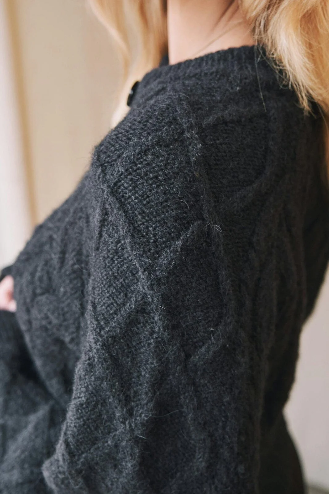 Neo Noir Selda Cable Soft Knit Cardigan