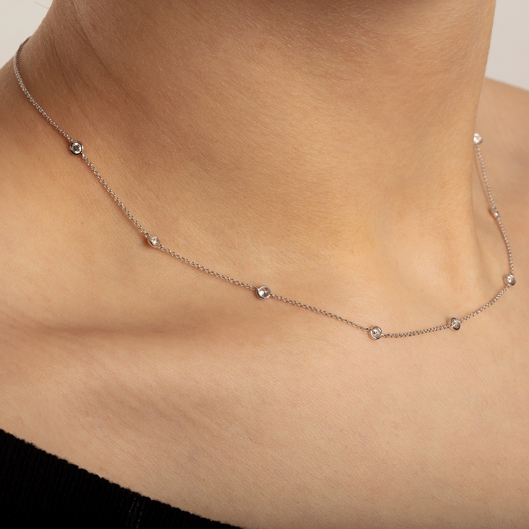 Collier 750/18 K Weissgold mit Diamanten 0.50 ct H/si
