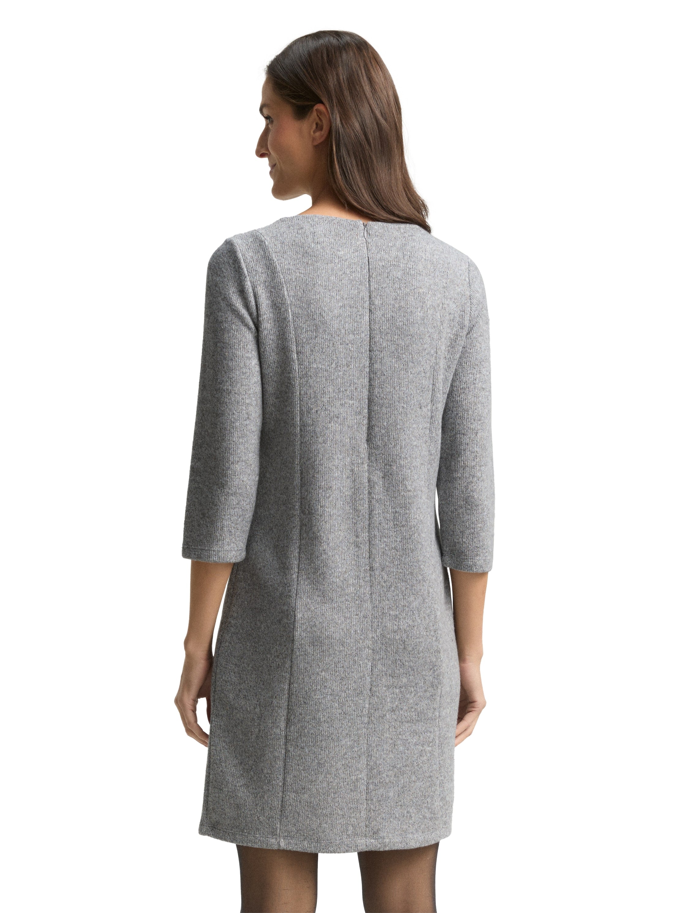 TOM TAILOR Strickkleid Ohne Taschen 3/4-Arm, Midi-Länge