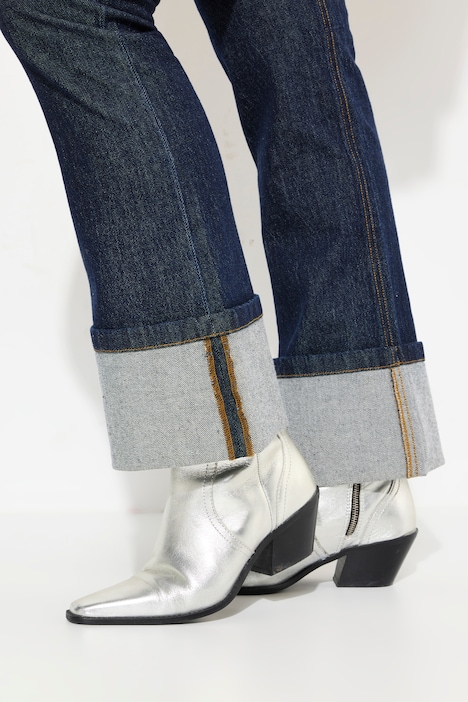 Jeans Mary, weites Bein, Saumumschlag, Stretchdenim