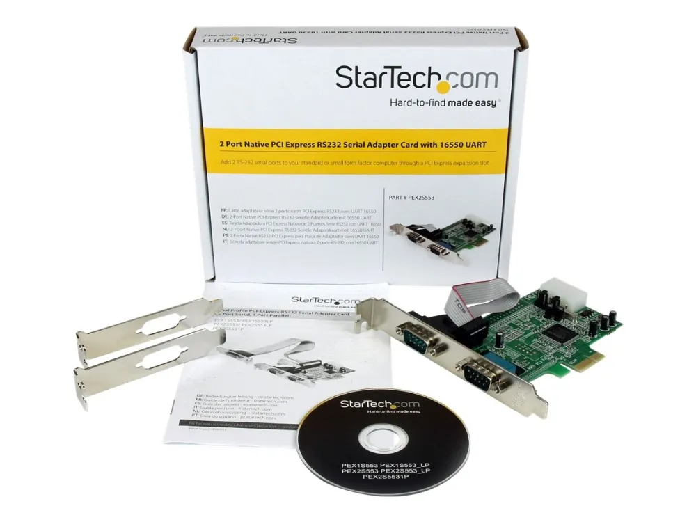 StarTech.com 2 Port Native PCI Express RS232 Serial Adapter Card with 16550 UART (PEX2S553) - Seriel adapter - PCIe lavprofil - RS-232 x 2 - for P/N: BNDTB10GI, BNDTB210GSFP, BNDTB310GNDP, BNDTB410GSFP, BNDTB4M2E1, BNDTBUSB3142