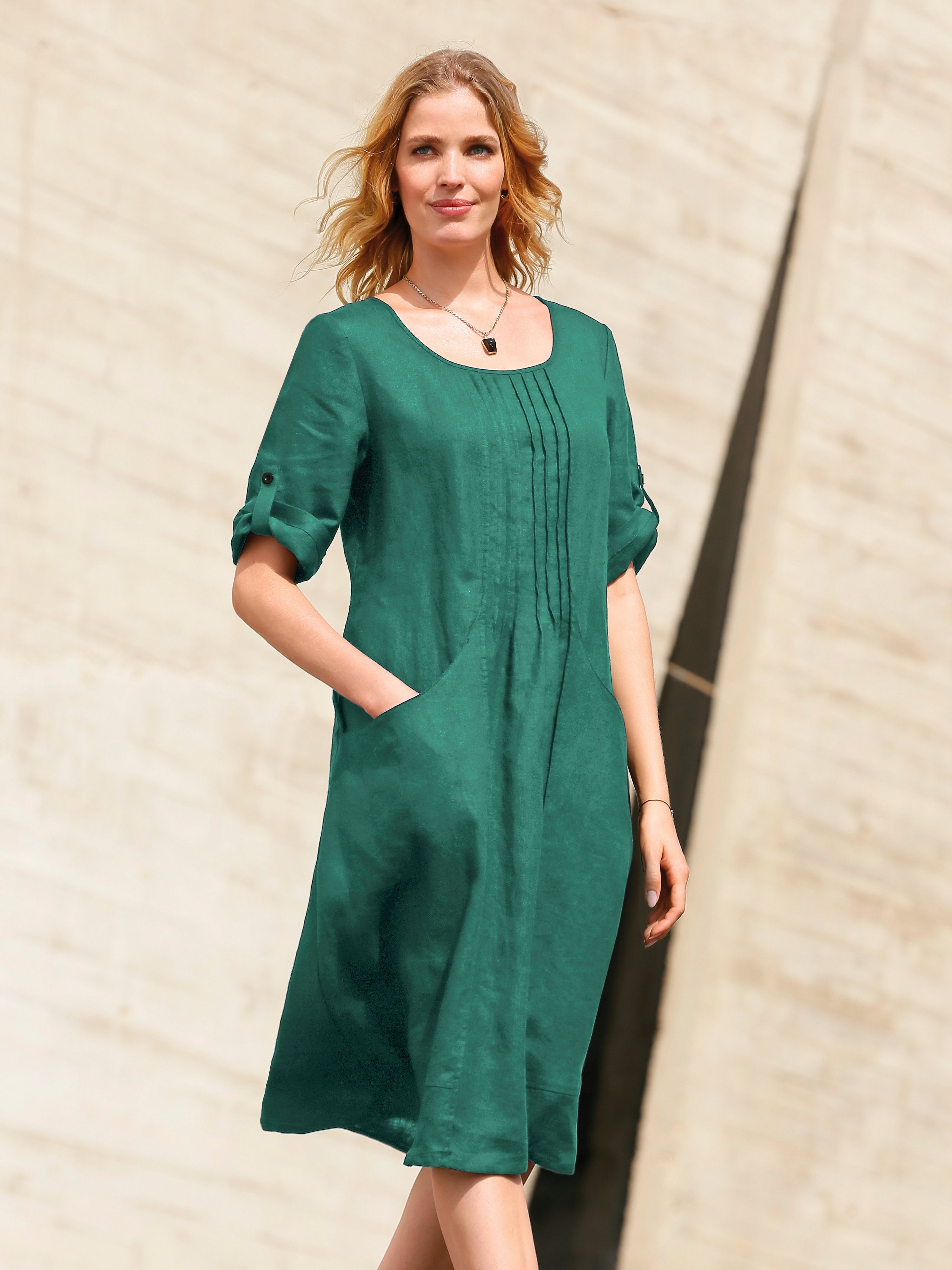 Kleid aus 100% Leinen mit 3/4-Arm