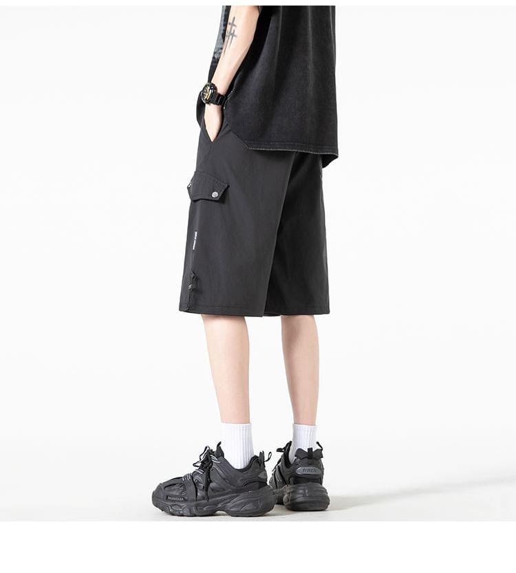 Cowpow - Mid Rise Plain Cargo Shorts