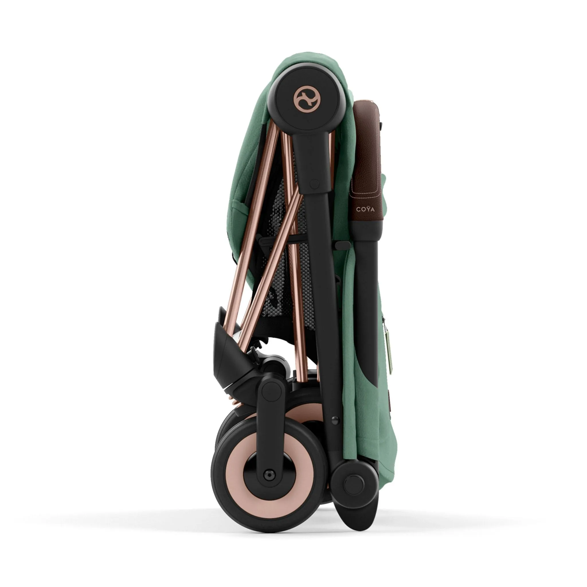 Cybex Poussette Coya - Cadre or rose avec siège vert feuillage