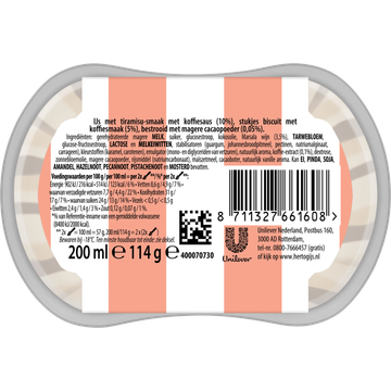 Hertog IJssalon Mini IJs Tiramisu 200 ml