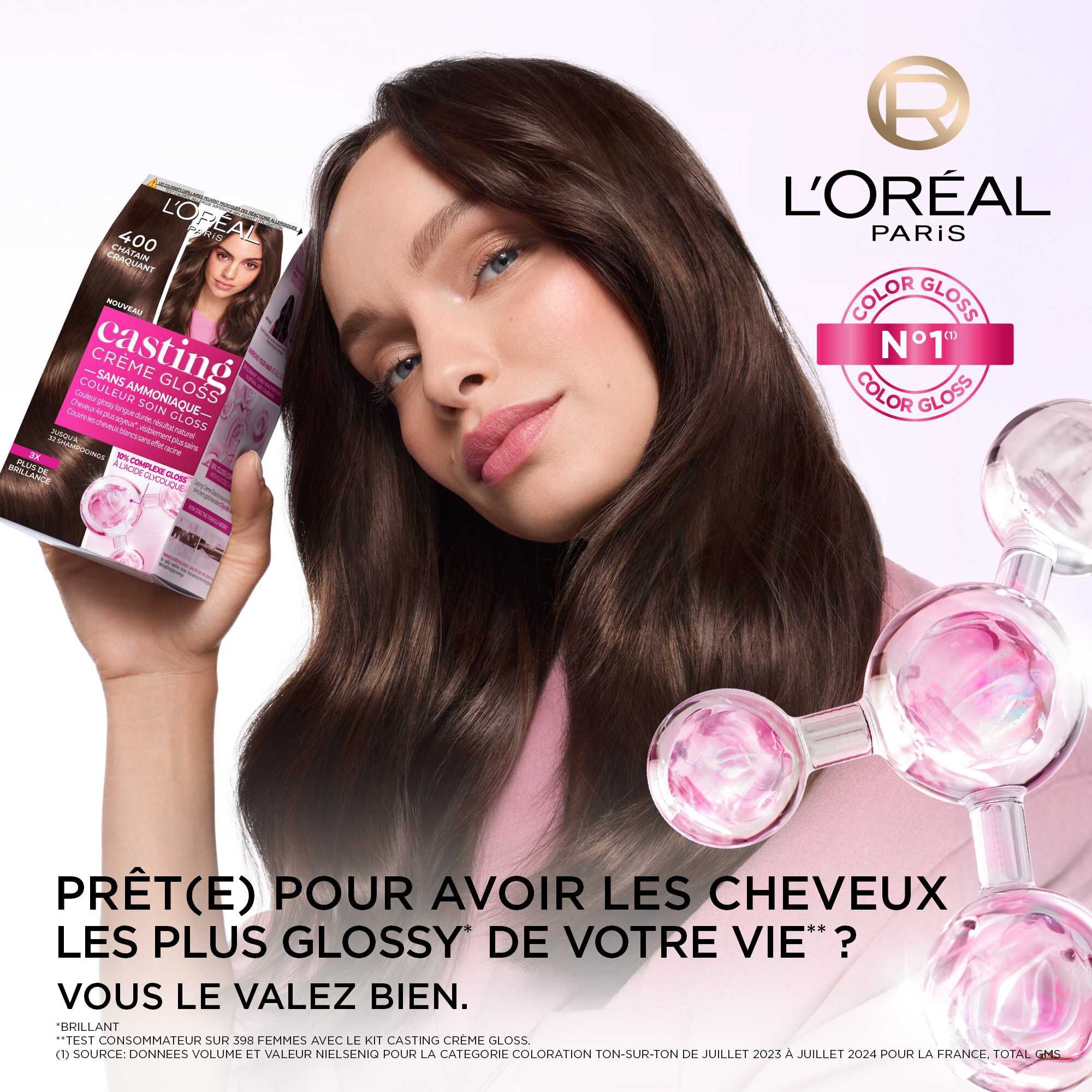 Casting Crème Gloss Châtain · Couleur soin, reflets ultra brillants
