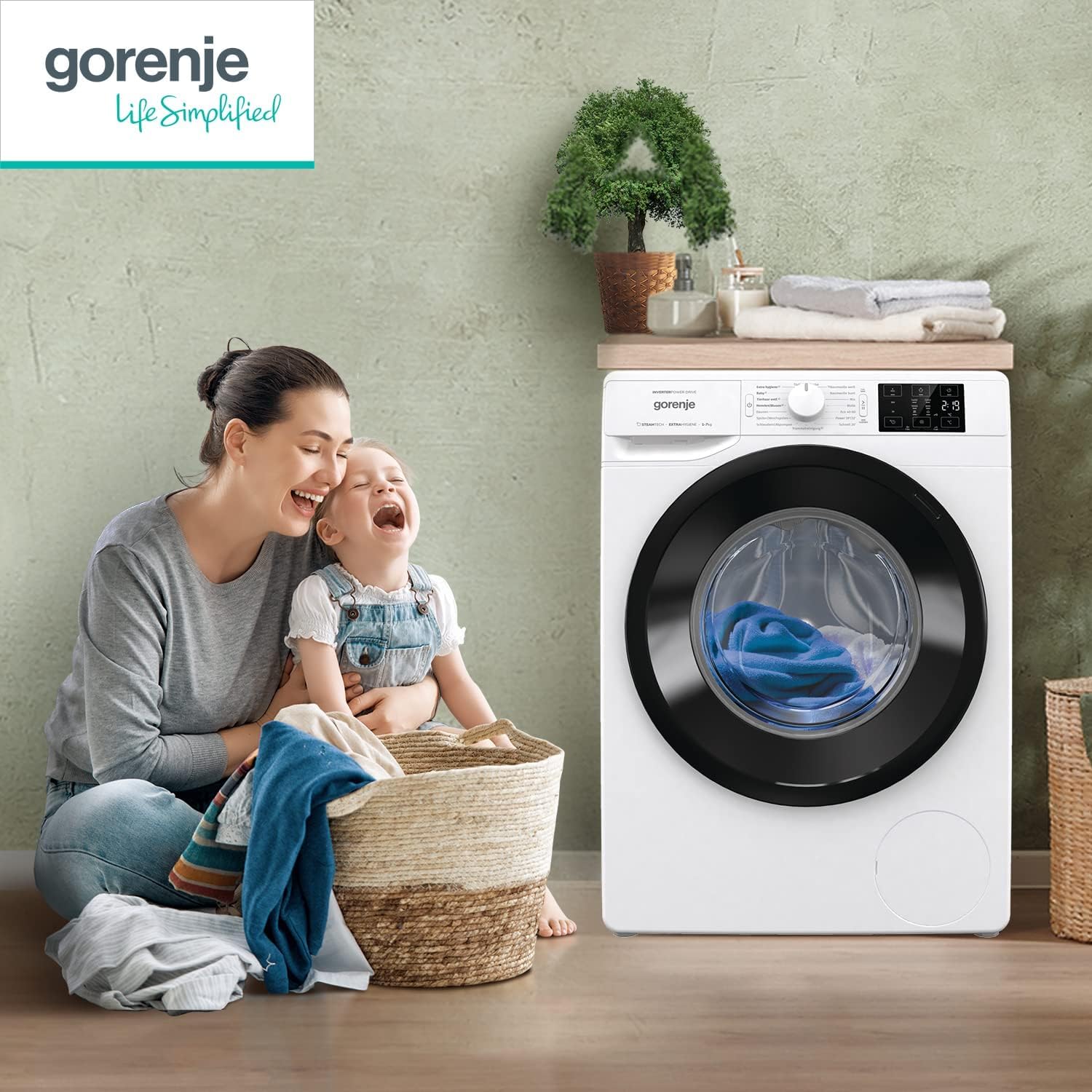 Gorenje WAM 84 AP Waschmaschine mit Dampffunktion / 8 kg / 1400 U / 16 Programme/AquaStop/Inverter PowerDrive Motor/Edelstahltrommel/Kindersicherung/EEK A/weiß