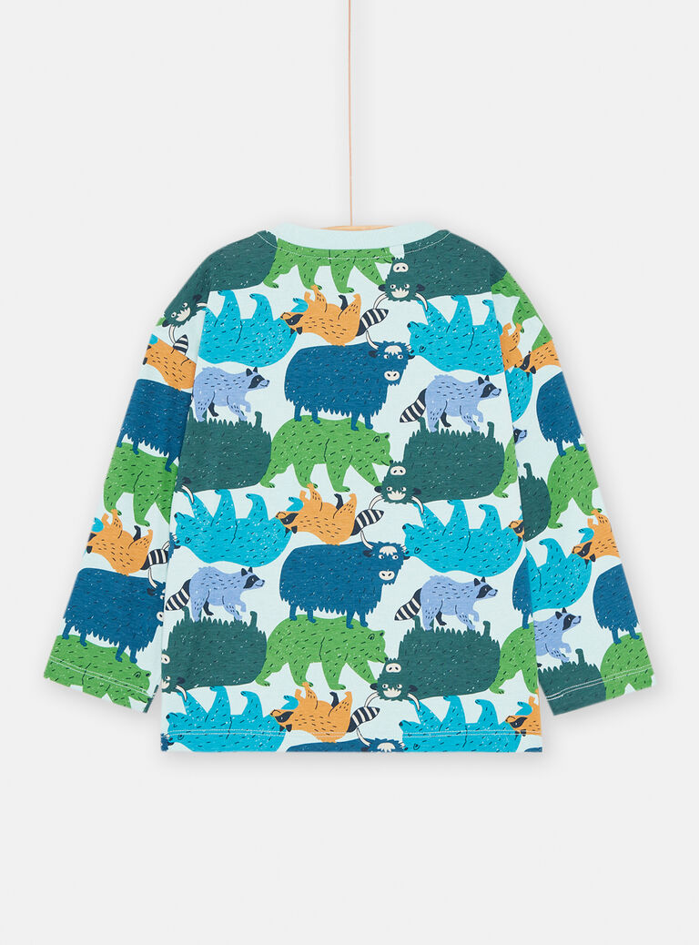 T-shirt bleu arctique à imprimé animalier pour garçon
