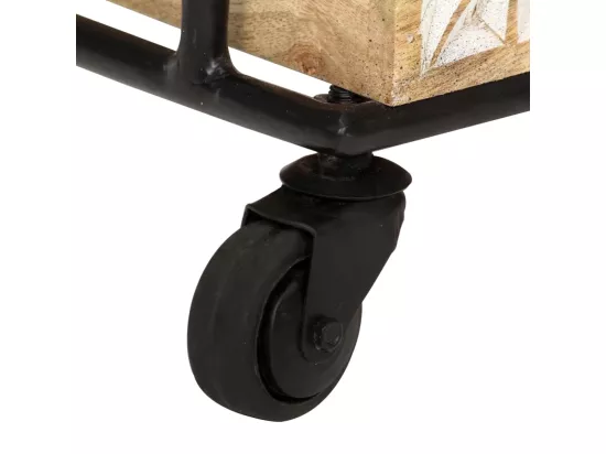 Chariot de cuisine à 3 niveaux 46x30x76 cm Bois de manguier