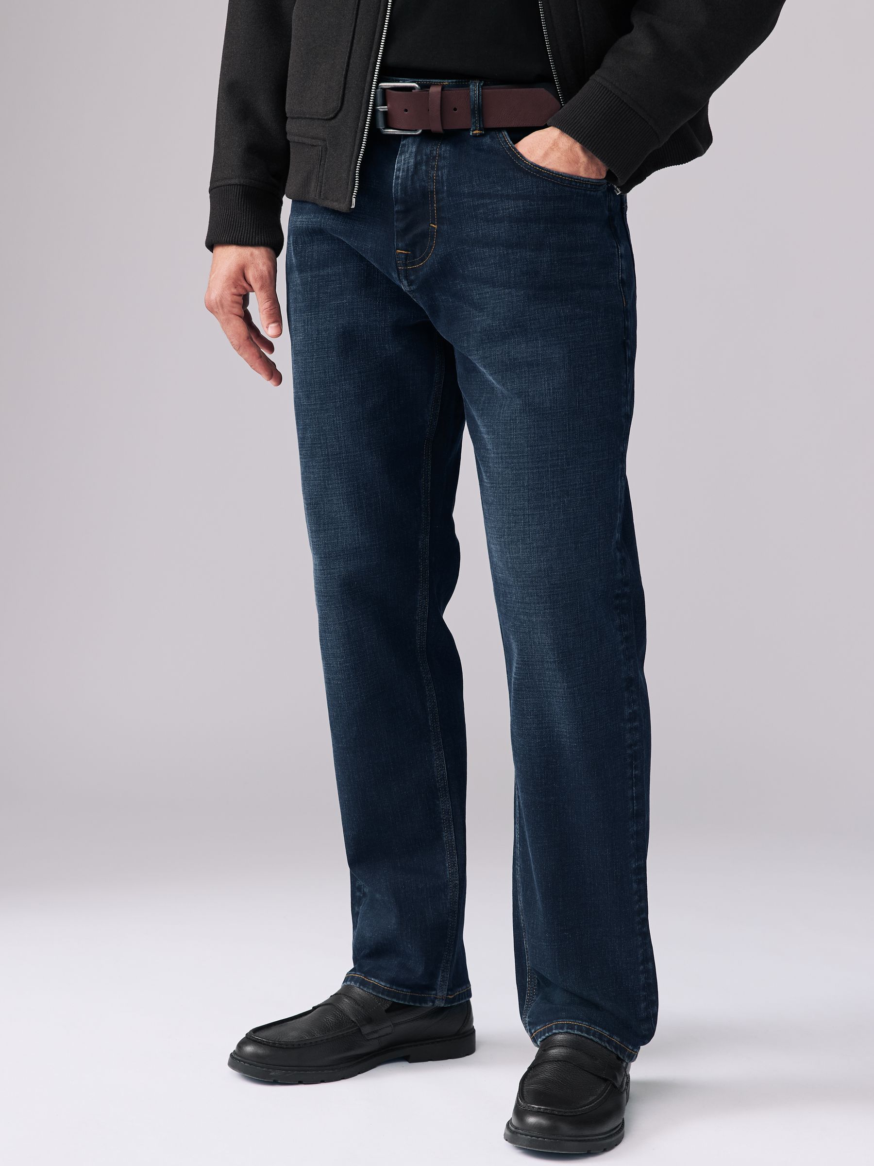 Inktblauw - Straight fit - Signature jeans met ceintuur