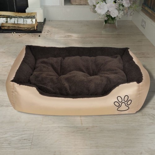 Cama acolchoada bege para cães