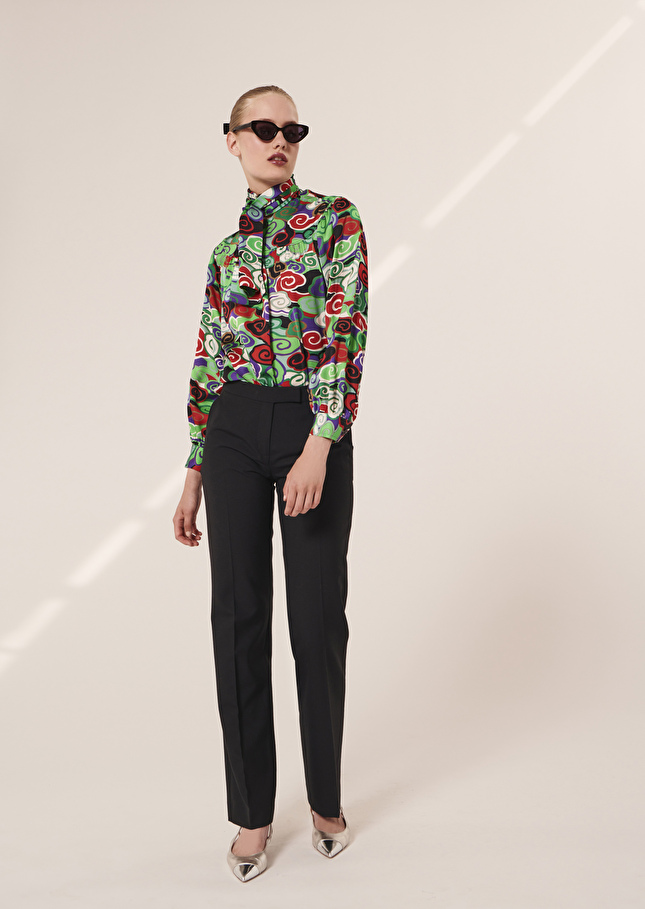 Top Titienvert imprimé en satin fluide