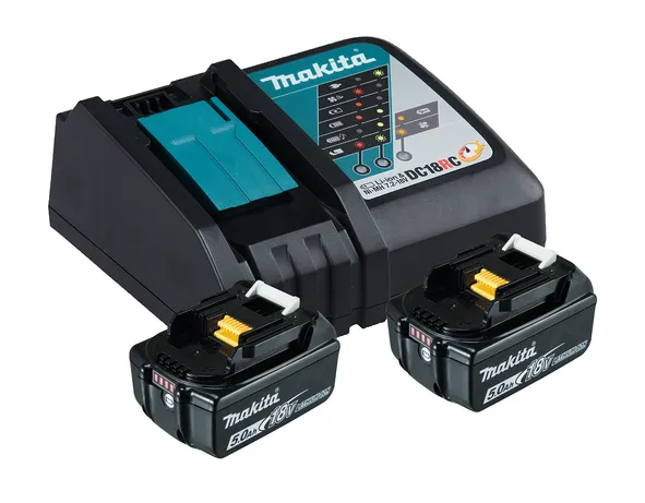 Makita DC18RC - Batterioplader   batteri 2 x - Li-Ion - 5 Ah - 90 Wh - 1 x batterier lader op