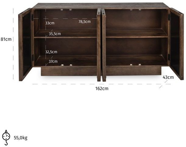 Dressoir 212450 Bryant B162 x D43 x H81 cm