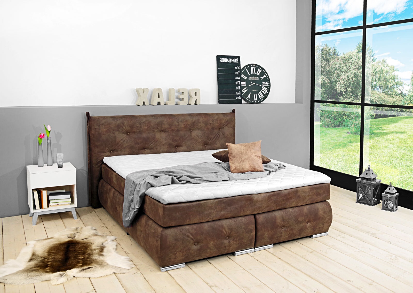 Boxspringbett QUEBEC 180 x 200 cm braun
