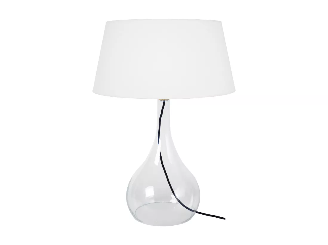 Lampe de salon vase verre transparent ,vert 66 cm.