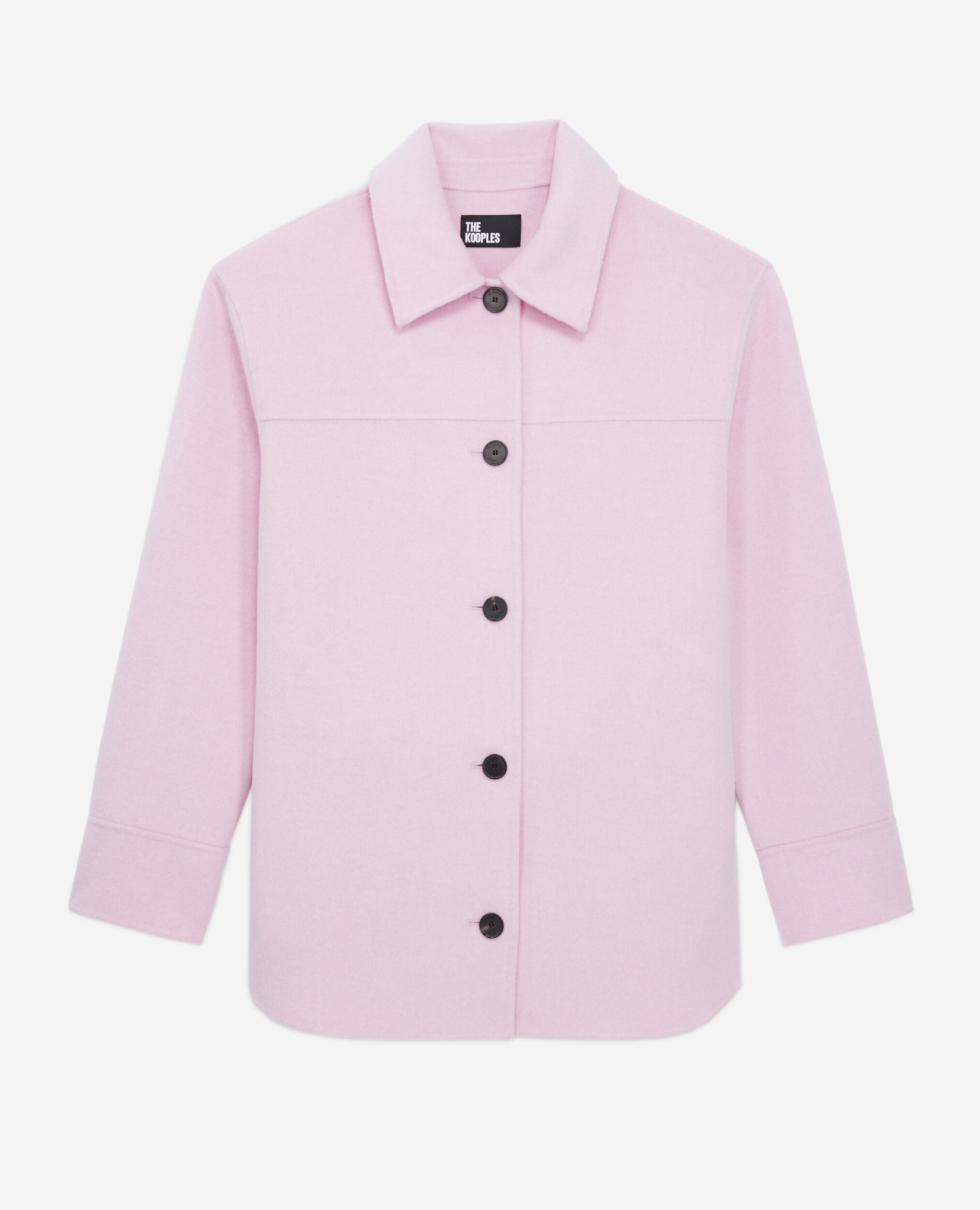 Veste type surchemise rose en laine