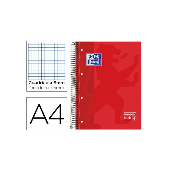 Oxford Caderno School 80 Fls A4 Quadriculado 5x5 Vermelho~1 un.