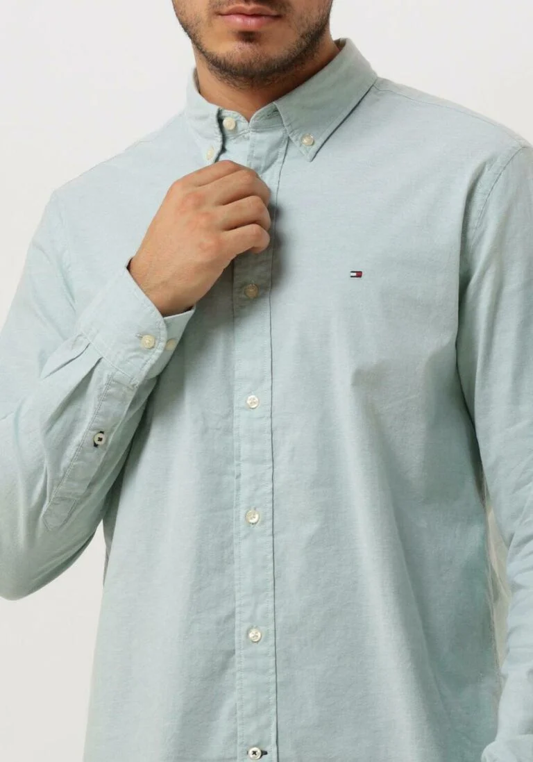 TOMMY HILFIGER groene tommy hilfiger casual overhemd 1985 flex oxford rf shirt