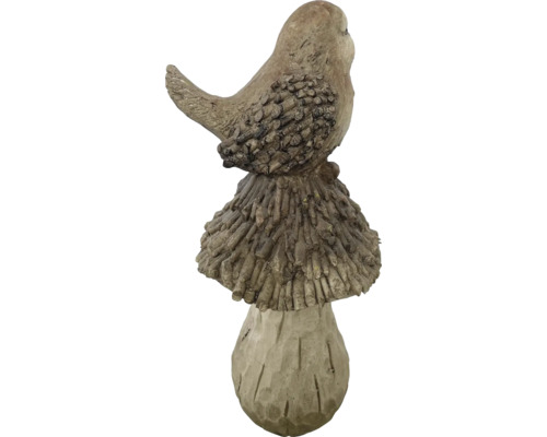 Decoratief vogelbeeldje met paddenstoel, H 51 cm, bruin