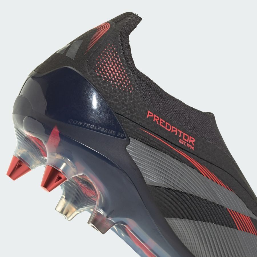 adidas Predator Elite Laceless SG Stealth Victory - Noir/Gris/Lucid Red