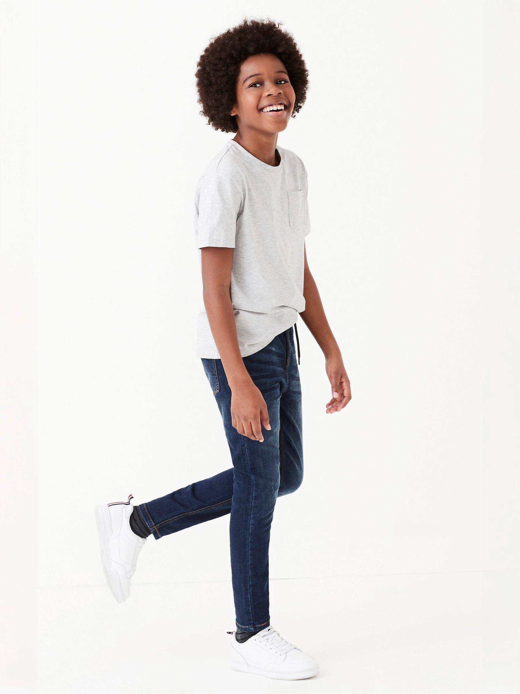 Indigoblauw - Jeans met stretch en elastische taille (3-16 jr)