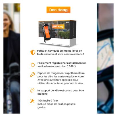 Support et Protection Smartphone Etanche Pour vélo R2B Rotation à 360 Degrés Noir