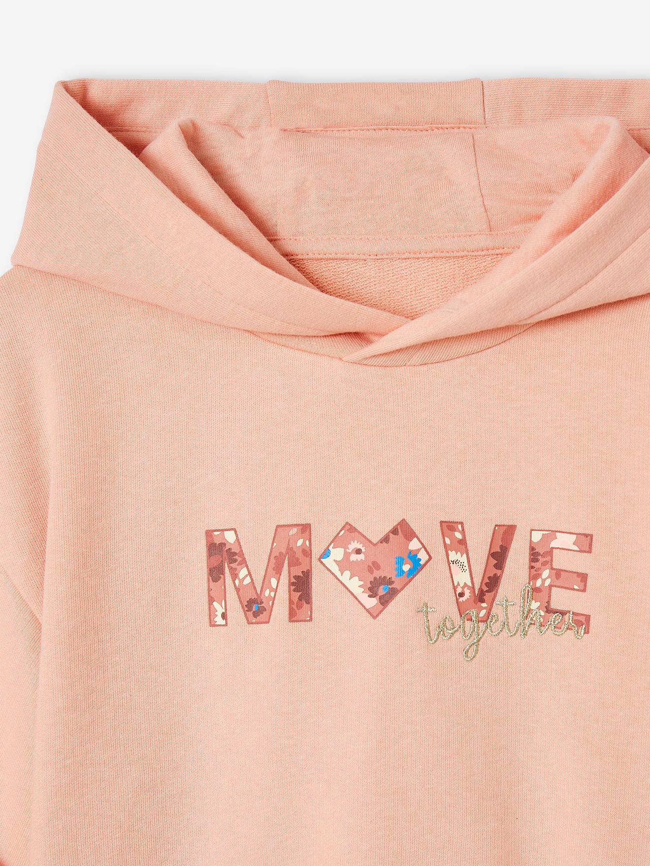 Blusa de moletom esportiva de manga curta cor damasco para meninas