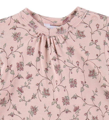 Joha Bluse - Bambus - Mattrosa m. Blumen