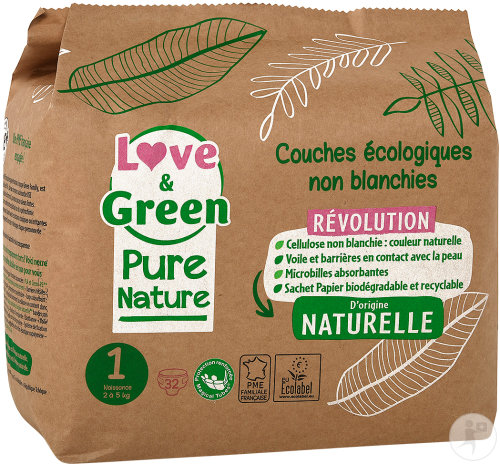 Love&Green Pure Nature Couches Hypoallergéniques Et Écolabellisées Non Blanchies Taille 1 Pièces 32