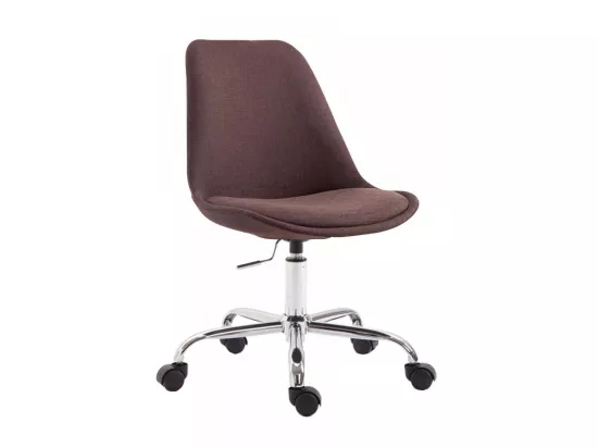Chaise de bureau - Tissu & Métal chromé - Marron - Toulouse