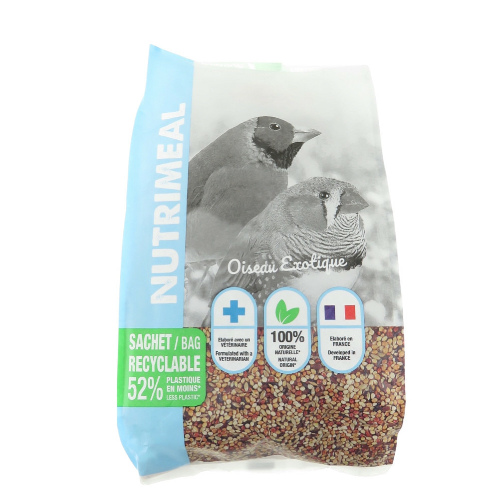 Graines alimentation oiseaux exotique nutrimeal, 800g.