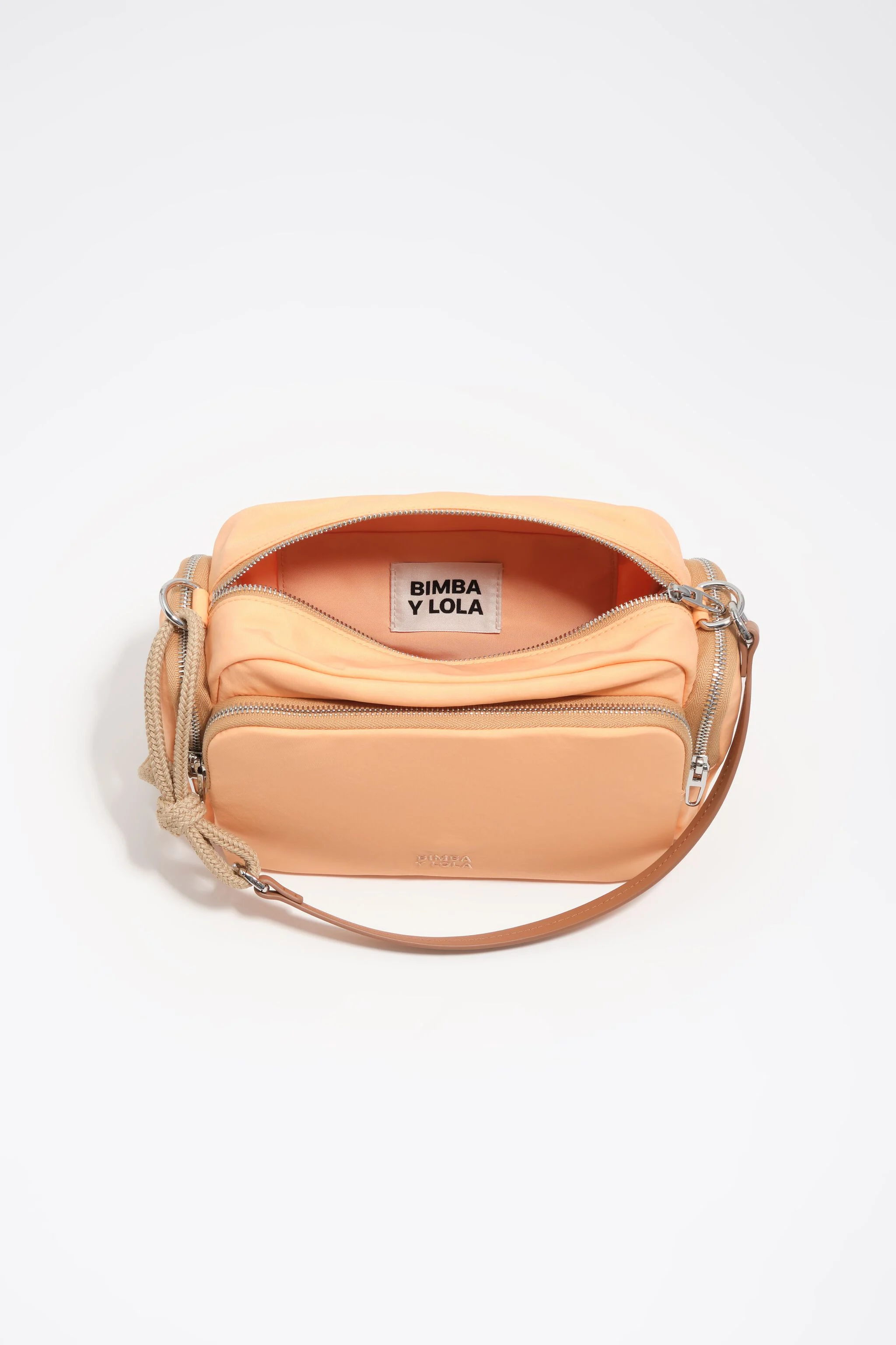 Bolsa de bolso média em náilon cor sorvete laranja