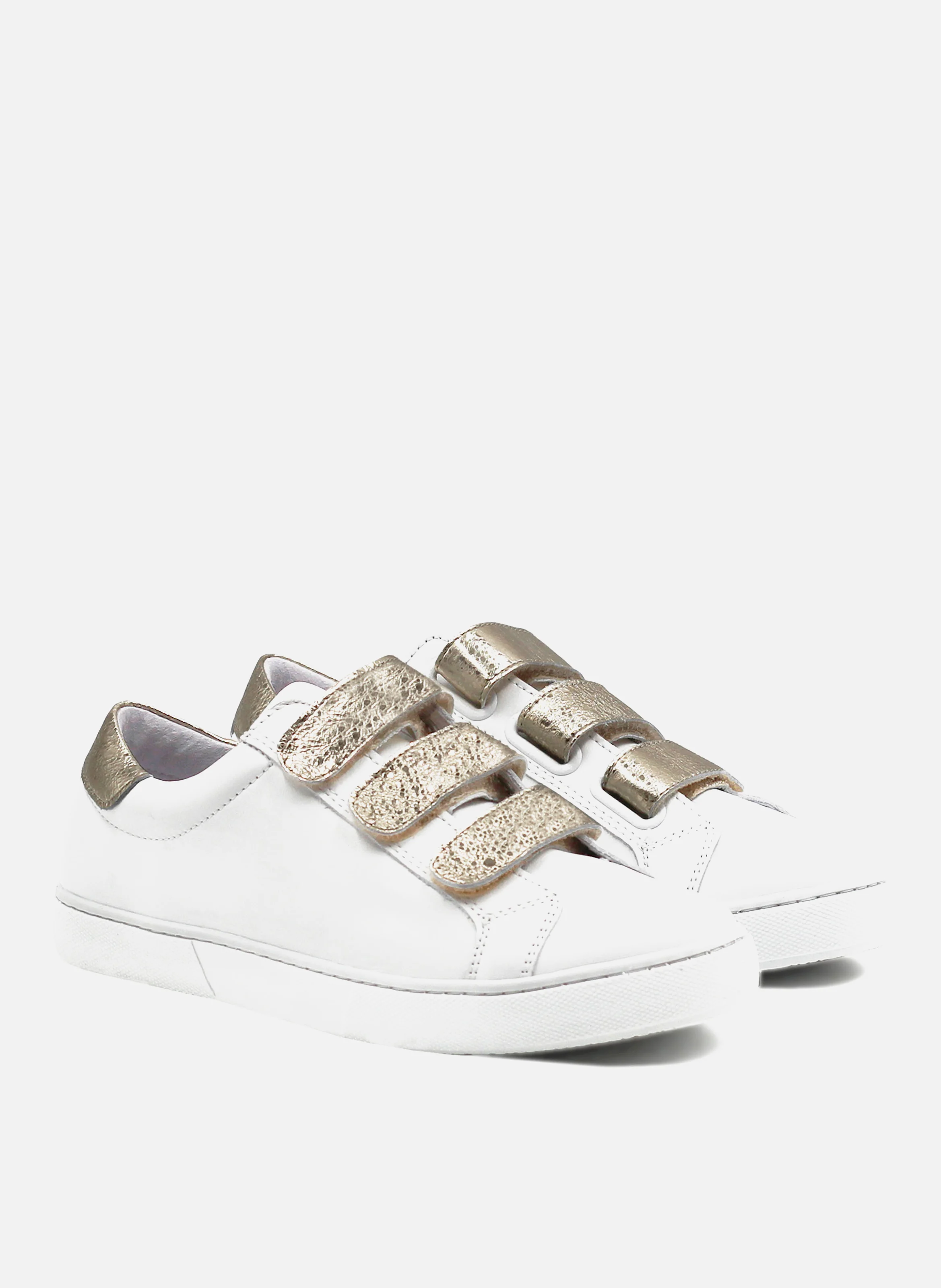 Baskets à scratch cuir lisse | Blanc
