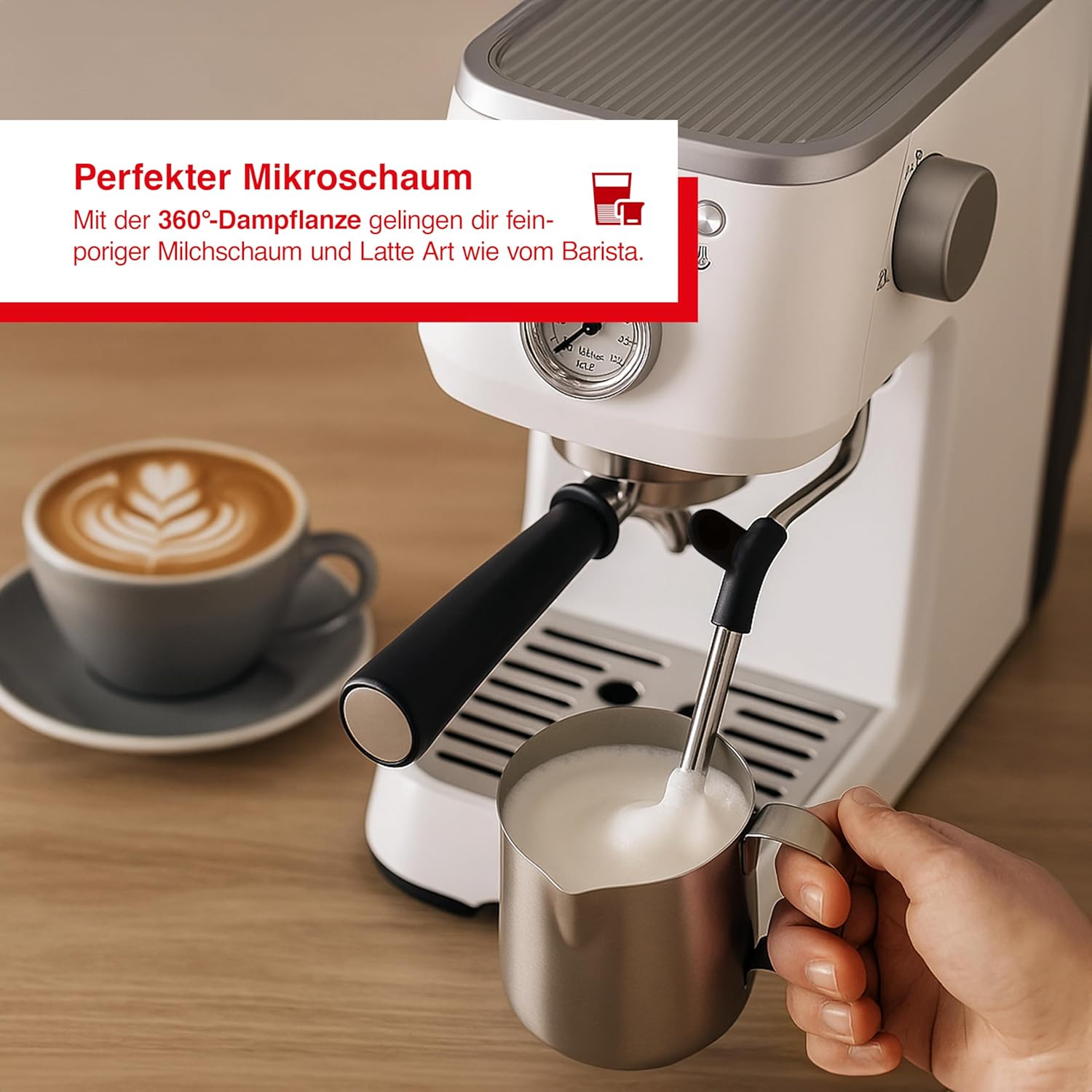 Solis Barista Perfetta Plus weiß (Typ 1170), Siebträgermaschine, 1,7 Liter, Kaffeemaschine, Kaffeeautomat