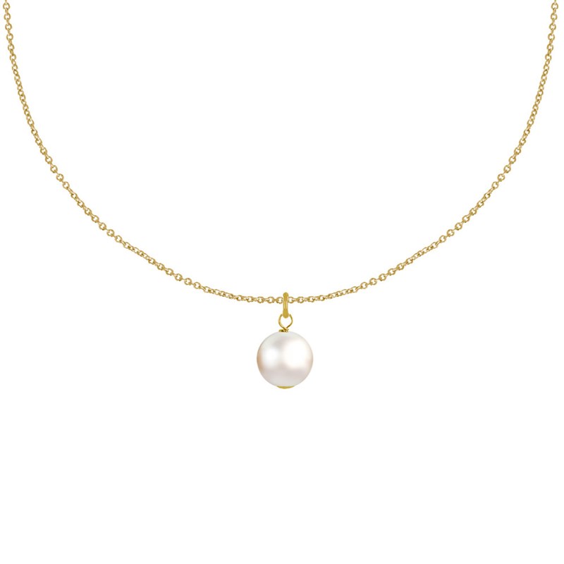 Collier Plaqué Or Pendentif Perle de Culture
