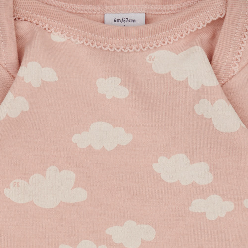 Petit Bateau - BODY US ML CLOUDY PACK X3 - Rose / Blanc
