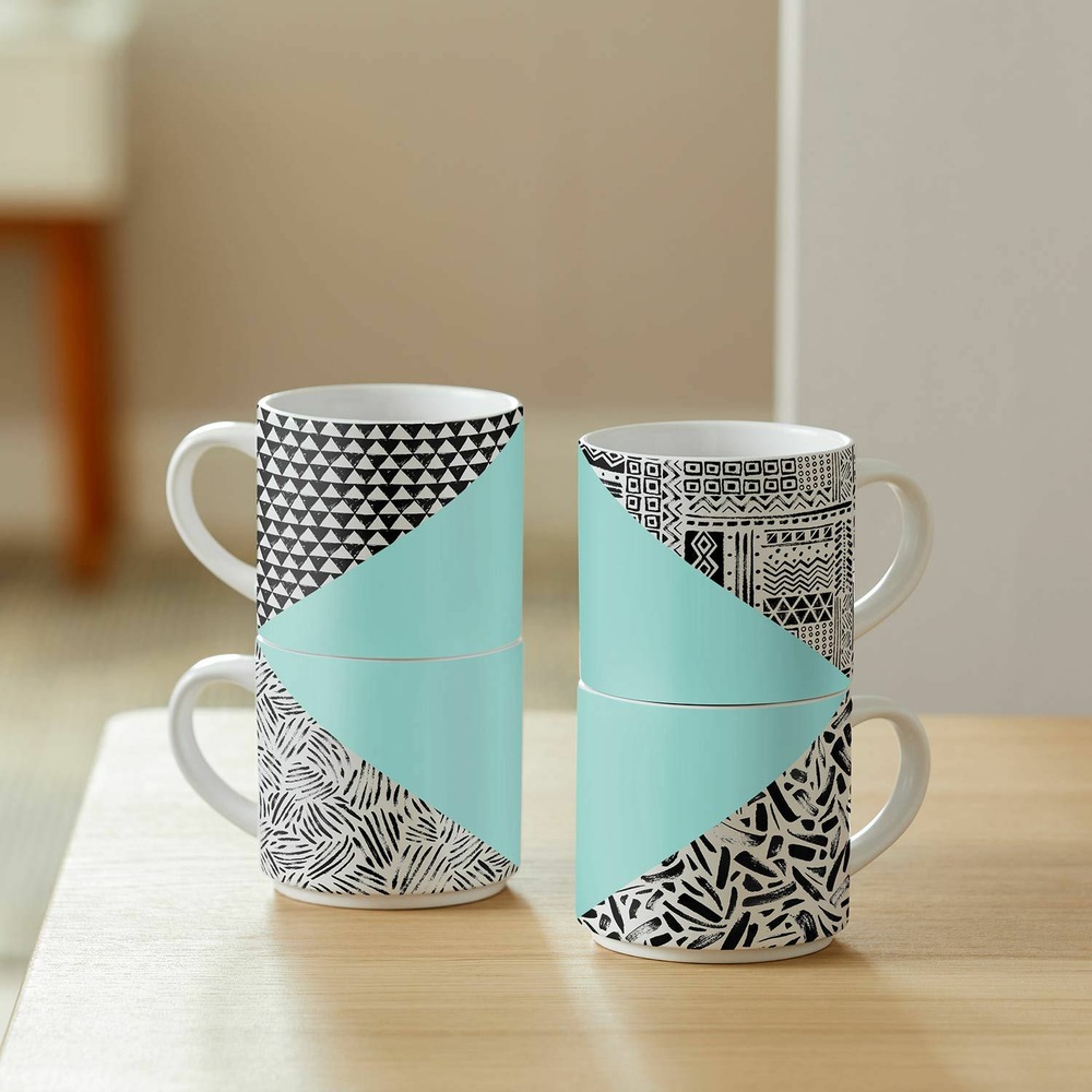 4 feuilles de transfert pour mug press - noir + gris