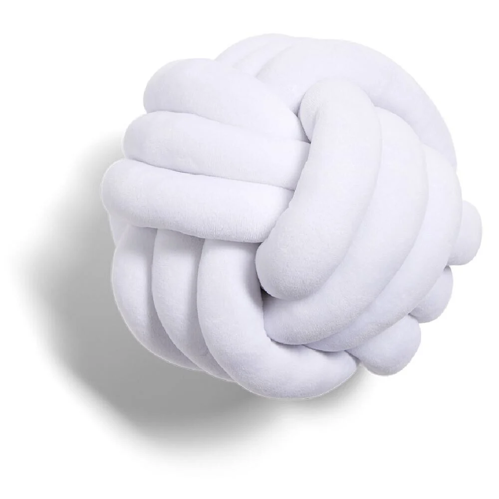 Coussin noeud Ø25cm polyester blanc